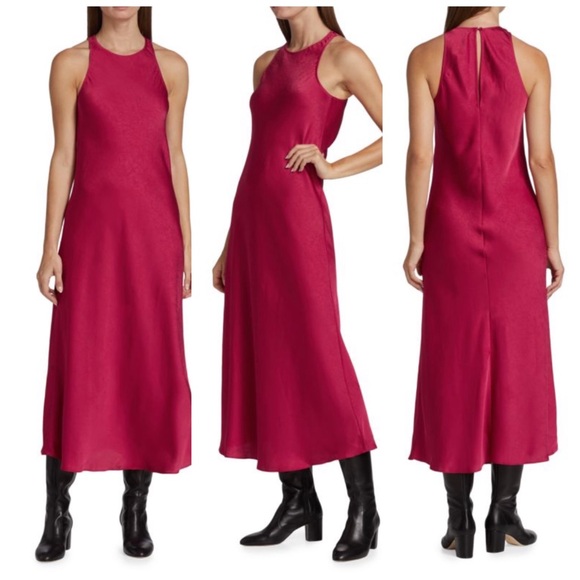 BAUM UND PFERDGARTEN Women Size 36 Persian Red Atarah Bias-Cut Satin‎ Midi Dress